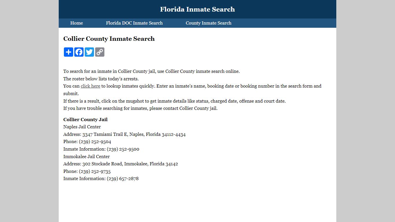 Collier County Inmate Search